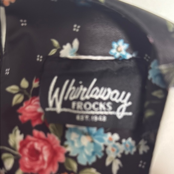 Whirlaway Frocks Floral Black Dress with Lace Collar Size 12P - Picture 10 of 11